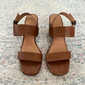 Universal Thread Brown Double-Strap Leather Slingback Sandals